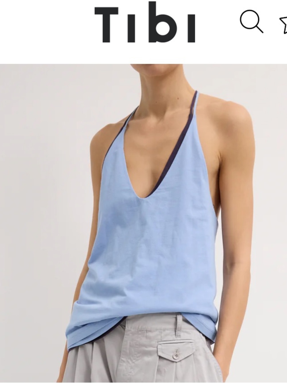 Tibi Racerback Tank in Cornflower Blue